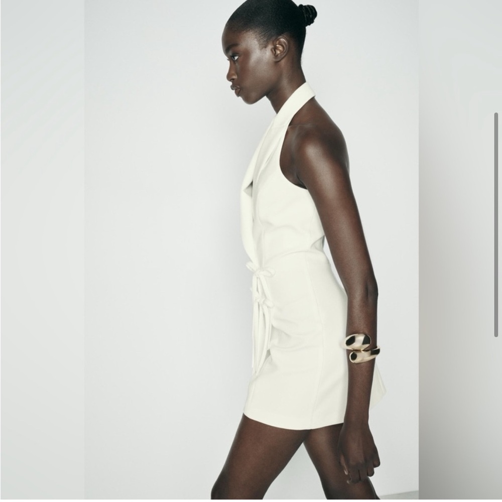 Zara White Bow Jumpsuit - Picture 8 of 12